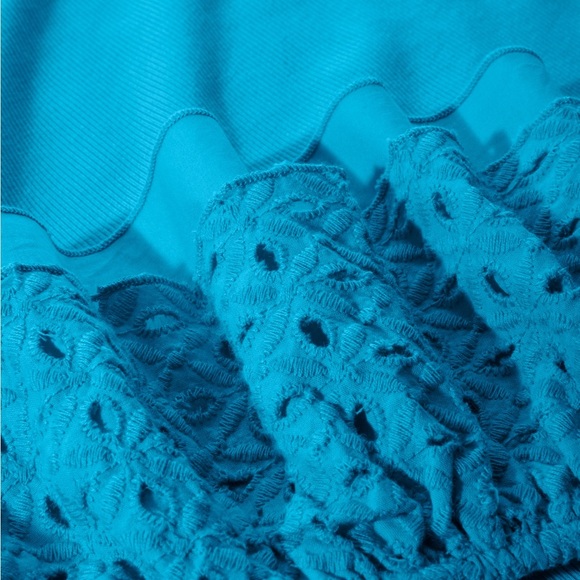 Boston Proper So Essential One Shoulder Eyelet Knit Top Blue - Picture 3 of 3